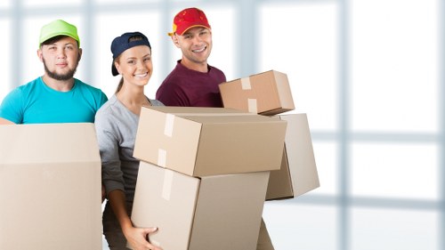 Packed household boxes ready for a Wallington home removal