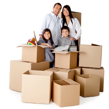 Prepared boxes and furniture ready for removals van transport in Wallington